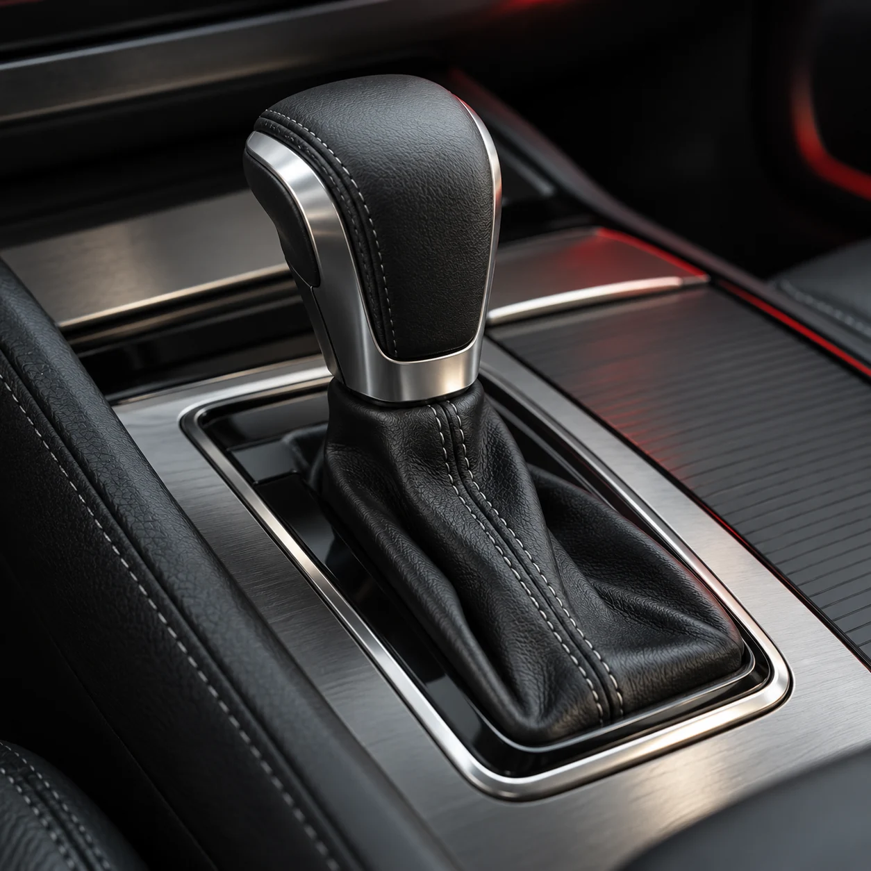 Close-up of an unbranded automatic car gear selector